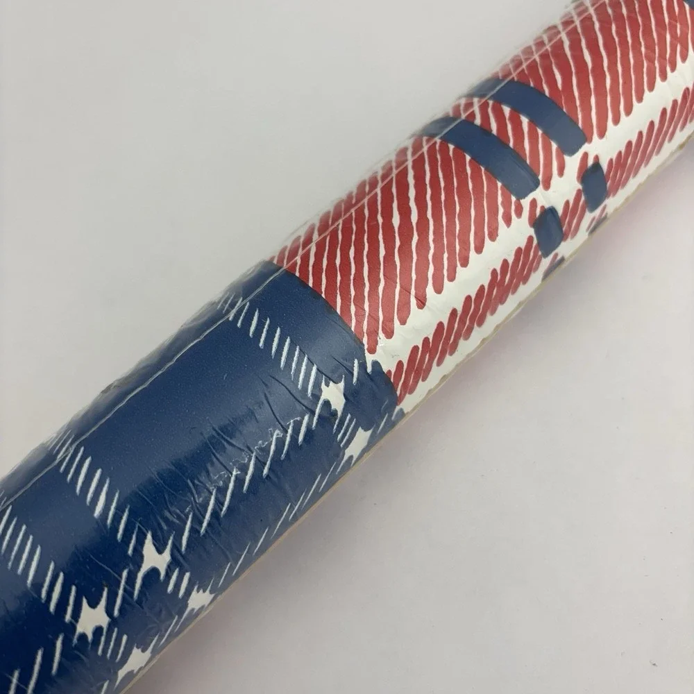 Vintage ADORN Self Adhesive Vinyl Roll Shelf Liner Blue Red Plaid Stamp